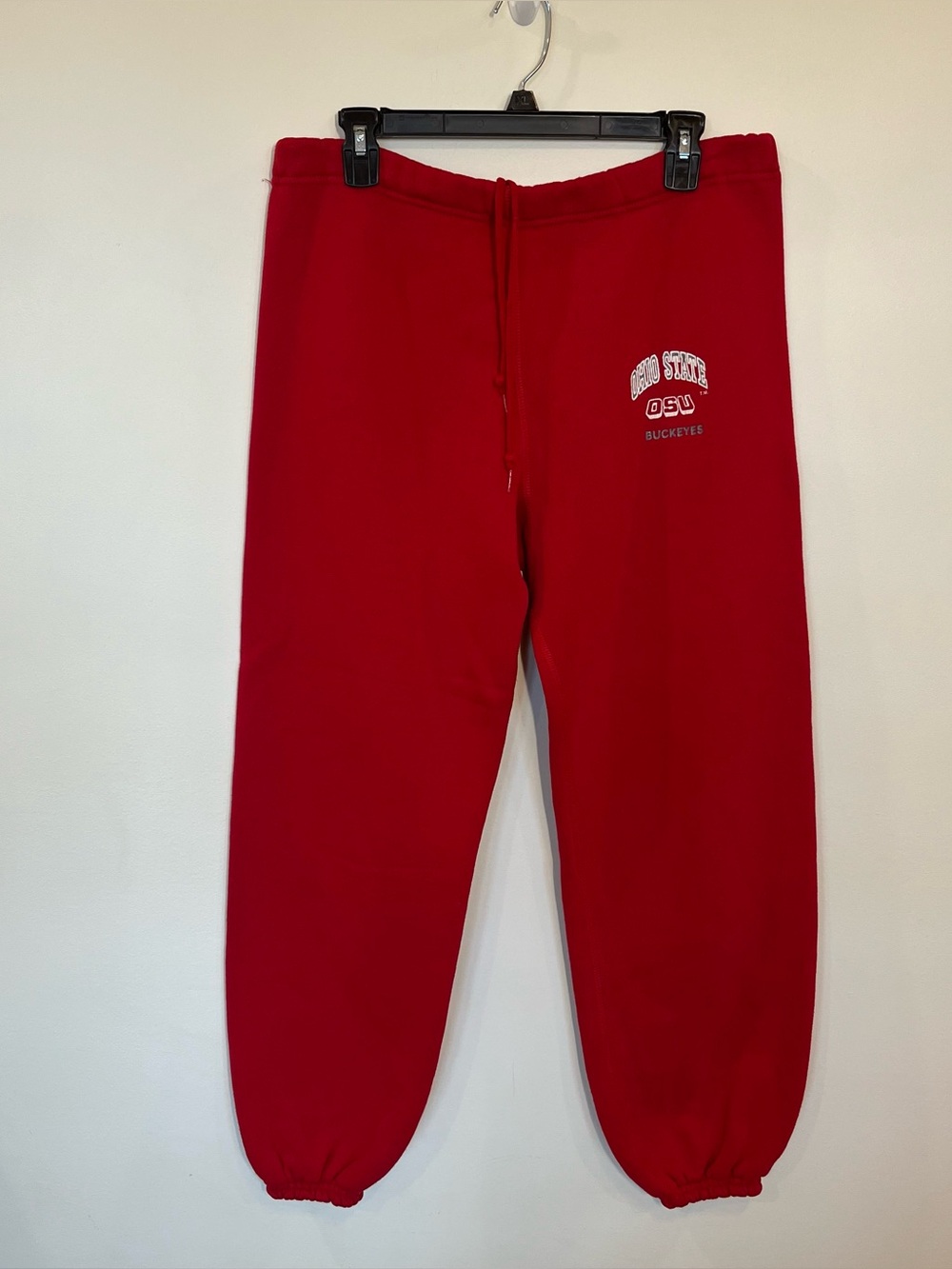 Vintage Ohio State Buckeyes Sweatpants Medium Red Fleece OSU Drawstring Y2K